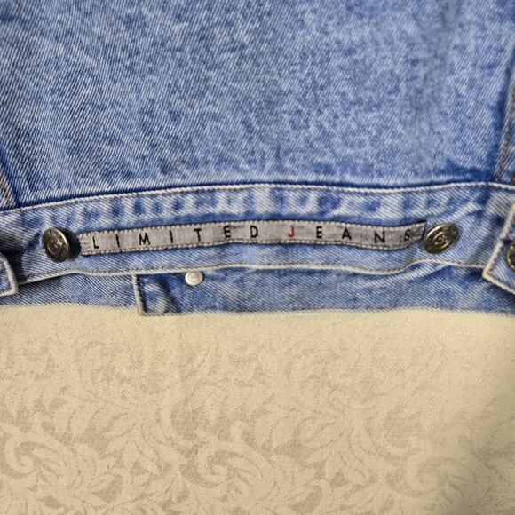 VTG 90s Limited Denim Cropped Jean Jacket sz M Blue Retro Streetwear Biker - Picture 8 of 16